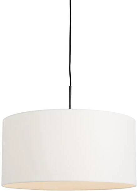 QAZQA Moderne hanglamp zwart met witte kap 50 cm Combi 1