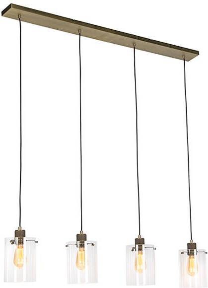 QAZQA Scandinavische hanglamp brons met glas 4-lichts Dome