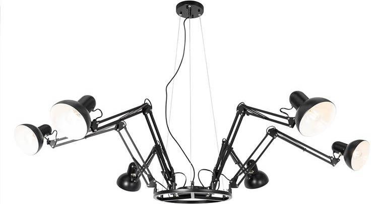 QAZQA Industriële hanglamp zwart 6-lichts verstelbaar Hobby Spinne