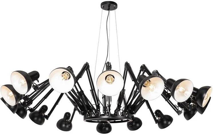 QAZQA Industriële hanglamp zwart 16-lichts verstelbaar Hobby Spinne