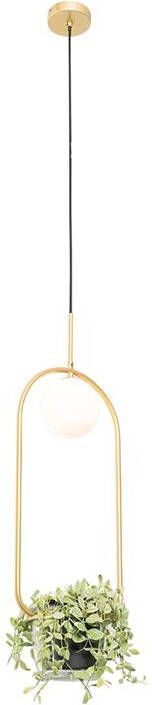 QAZQA Art deco hanglamp goud met wit glas Isabella
