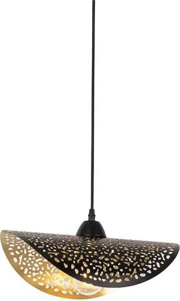 QAZQA Oosterse hanglamp zwart met goud 35 cm Japke