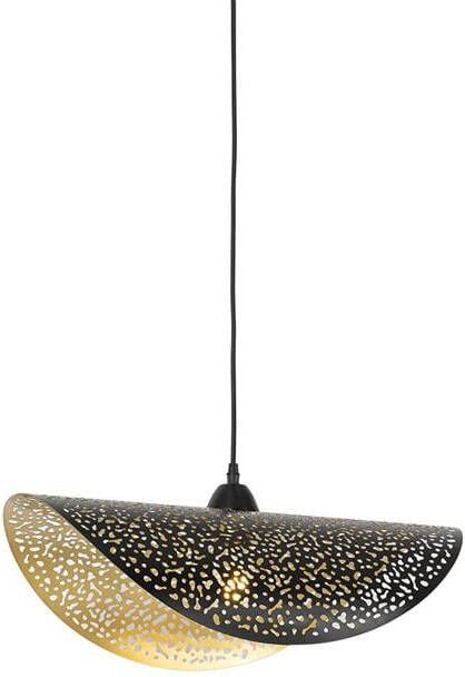 QAZQA Oosterse hanglamp zwart met goud 50 cm Japke