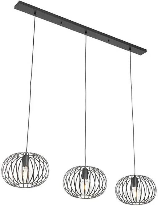 QAZQA Design hanglamp zwart 3-lichts Johanna
