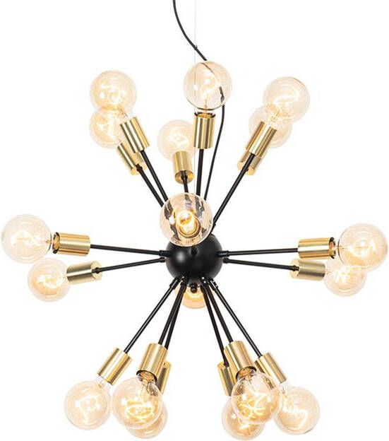 QAZQA Design hanglamp zwart met goud 18-lichts Juul