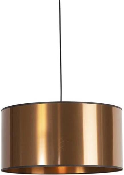 QAZQA Design hanglamp zwart met koperen kap 50 cm Pendel