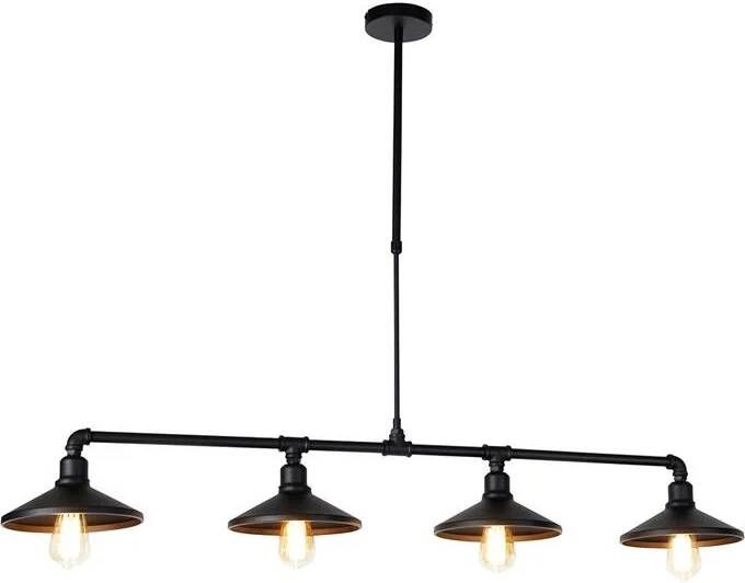 QAZQA Industriële hanglamp zwart 4-lichts Laser