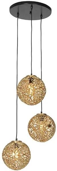 QAZQA Art deco hanglamp goud rond 3-lichts Maro