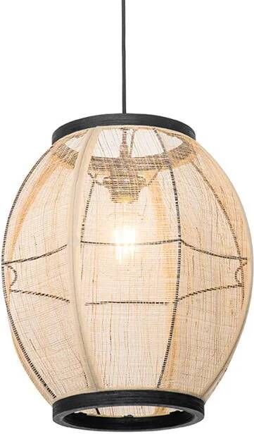 QAZQA Oosterse hanglamp bruin stof 35 cm Rob