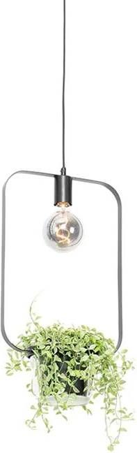 QAZQA Moderne hanglamp zwart met glas rechthoekig Roslini