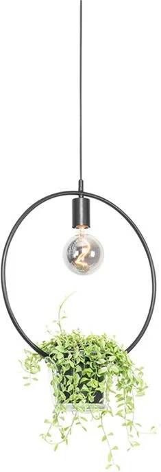 QAZQA Moderne hanglamp zwart met glas rond Roslini