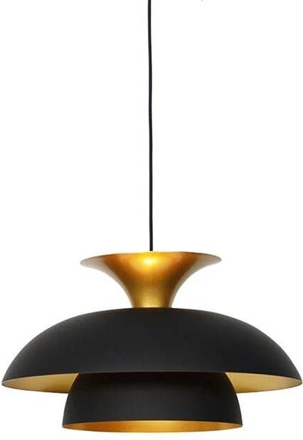 QAZQA Moderne ronde hanglamp zwart met goud 3-laags Titus