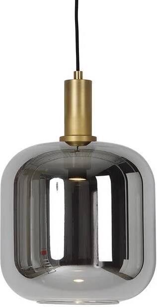 QAZQA Hanglamp zwart met goud en smoke glas incl. PUCC Zuzanna