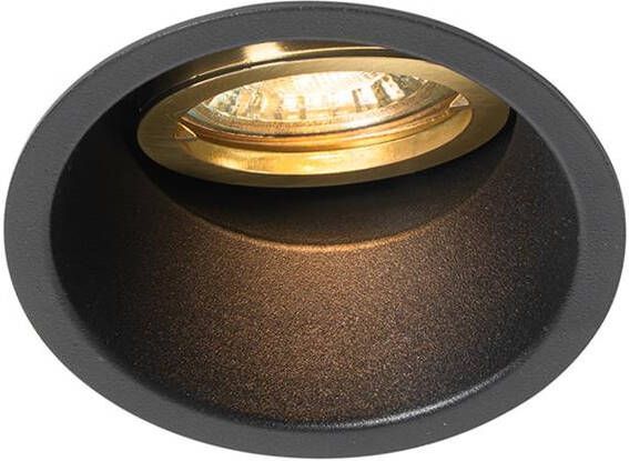 QAZQA Moderne inbouwspot zwart met goud draai- en kantelbaar Alloy