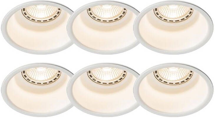 QAZQA Set van 6 moderne inbouwspots wit Dept