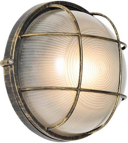 QAZQA Industriële buitenwandlamp antiek goud IP44 Hanneke