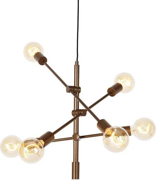 QAZQA Industriële hanglamp donkerbrons 6-lichts Sydney