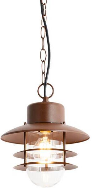 QAZQA Industriële hanglamp roestbruin IP44 Shell