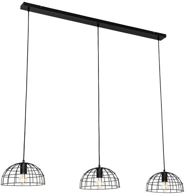 QAZQA Industriële hanglamp zwart 3-lichts Hanze