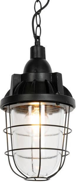 QAZQA Industriële hanglamp zwart met glas Cabin