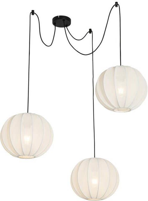 QAZQA Japandi hanglamp wit zijden 30cm 3-lichts Plu