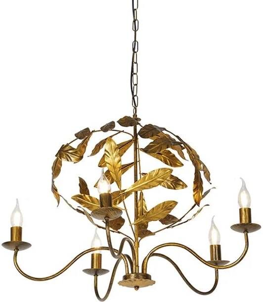 QAZQA Vintage kroonluchter antiek goud 6-lichts Linden