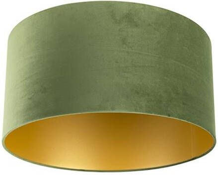 QAZQA Velours lampenkap groen 50|50|25 met gouden binnenkant