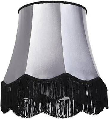 QAZQA Zijden lampenkap zwart met grijs 45 cm Granny