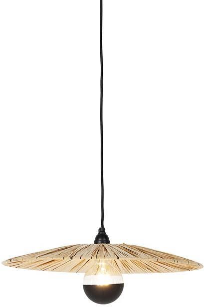 QAZQA Landelijke hanglamp zwart met touw 45 cm Leia