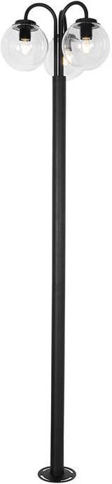 QAZQA Lantaarn zwart met helder glas 200 cm 3-lichts IP44 Sfera