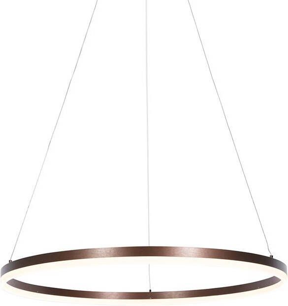 QAZQA Hanglamp donkerbrons 80 cm incl. LED 3-staps dimbaar Anello