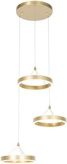 QAZQA Hanglamp messing rond incl. LED 3-staps dimbaar 3-lichts