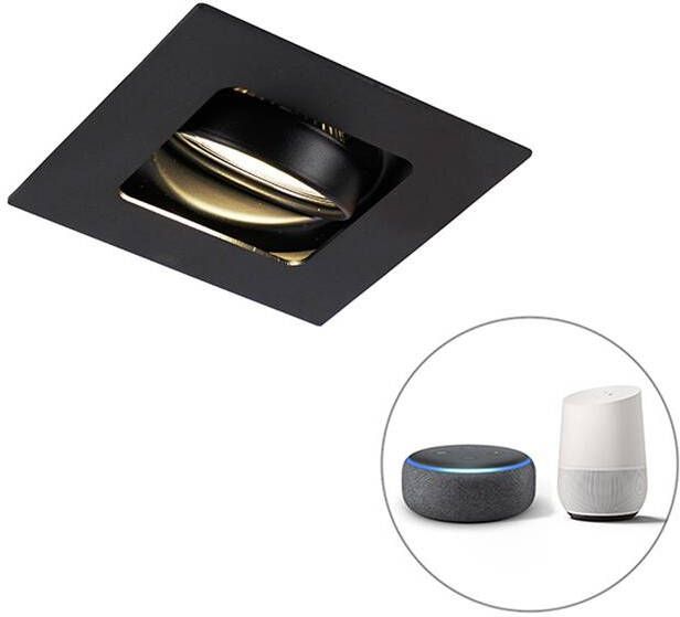 QAZQA Moderne Smart inbouwspot zwart incl. WiFi GU10 Artemis