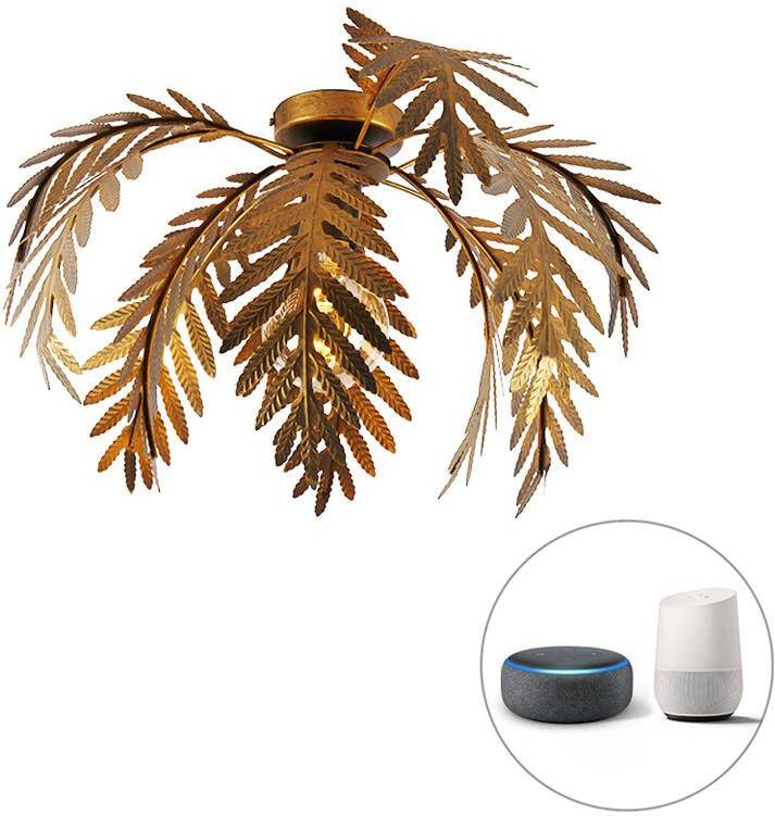 QAZQA Smart plafondlamp goud 45 cm rond incl. Wifi G95 Botanica