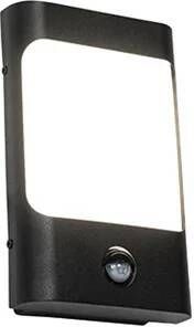 QAZQA Wandlamp zwart incl. LED IP44 met bewegingssensor Khuvan
