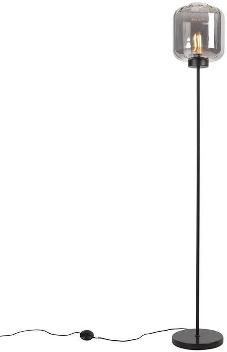 QAZQA Smart vloerlamp zwart met smoke glas incl. Wifi ST64 Qara