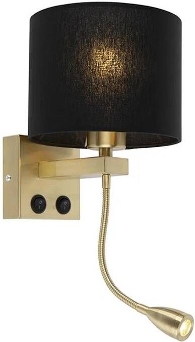 QAZQA Art deco wandlamp goud met zwarte kap Brescia