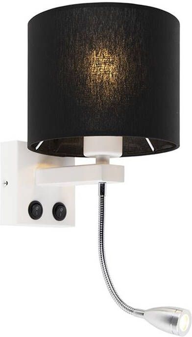 QAZQA Moderne wandlamp wit met zwarte kap Brescia