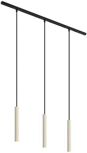 QAZQA Modern railsysteem met 3 hanglampen beige met zwart 1-fase