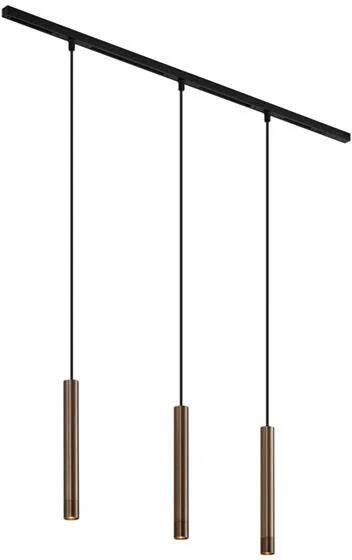 QAZQA Modern railsysteem met 3 hanglampen brons 1-fase Slimline