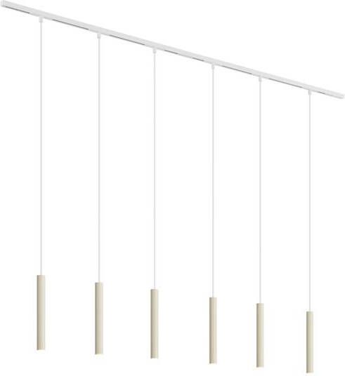 QAZQA Modern railsysteem met 6 hanglampen beige met wit 1-fase