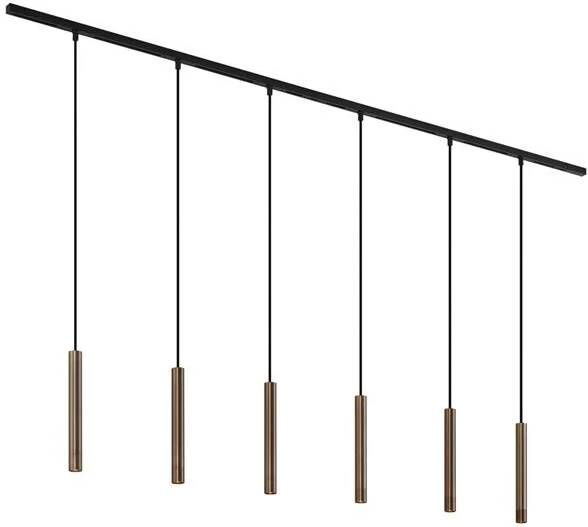 QAZQA Modern railsysteem met 6 hanglampen brons 1-fase Slimline