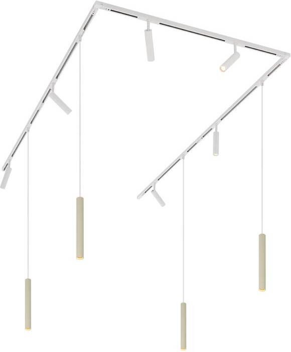 QAZQA Modern railsysteem met 6 spots en 4 hanglampen beige met wit