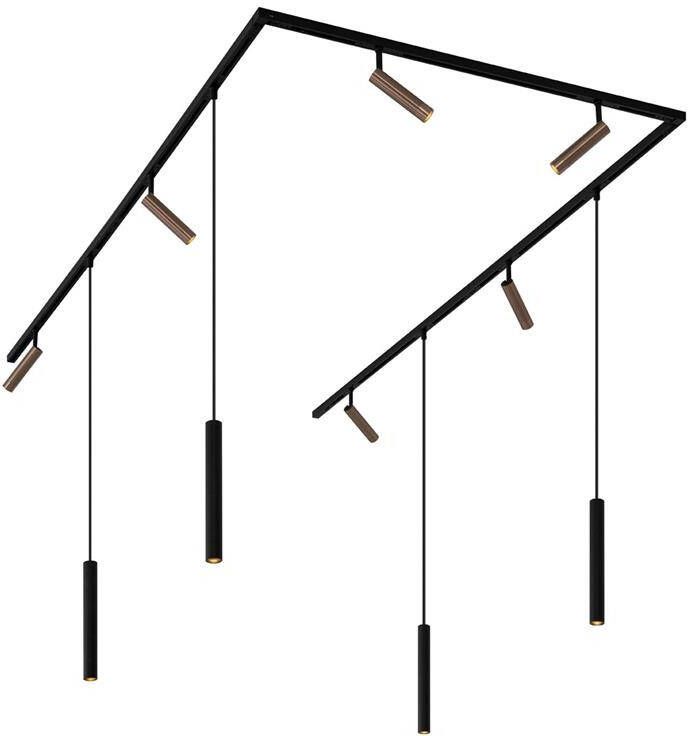 QAZQA Modern railsysteem met 6 spots en 4 hanglampen donker brons