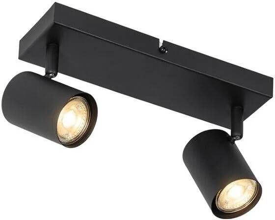 QAZQA Moderne plafondlamp zwart 2-lichts verstelbaar rechthoekig
