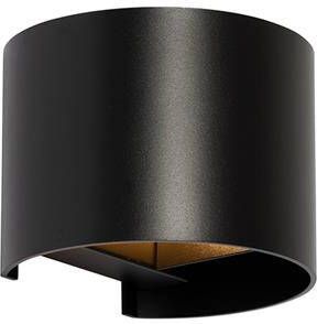 QAZQA Moderne wandlamp zwart met lichteffect rond Edwin