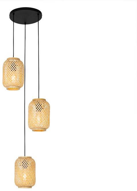 QAZQA Oosterse hanglamp bamboe 3-lichts Yvonne