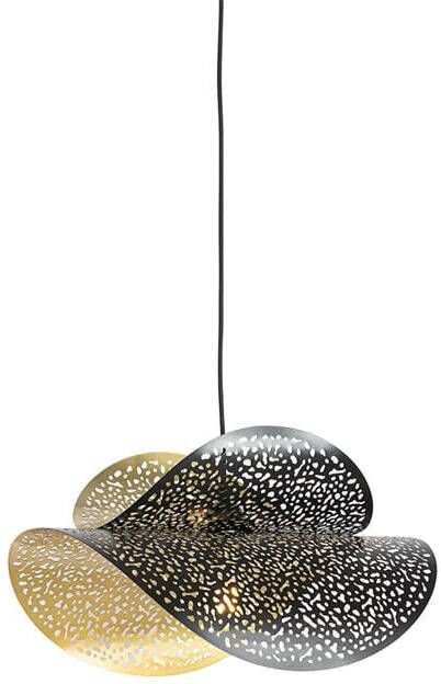 QAZQA Oosterse hanglamp zwart met goud 28 cm Japke