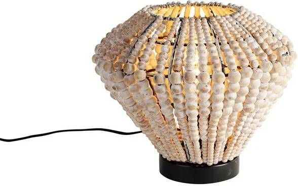 QAZQA Oosterse tafellamp beige met kralen Moti