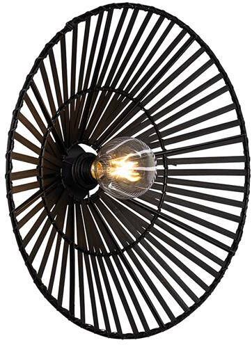 QAZQA Oosterse wandlamp zwart bamboe rond Pua